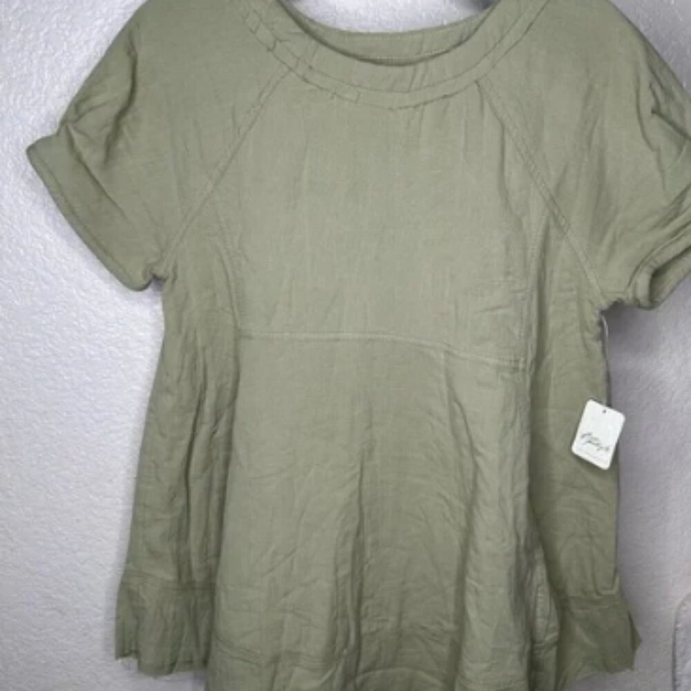 Free People Sage Green Short Sleeve Tee